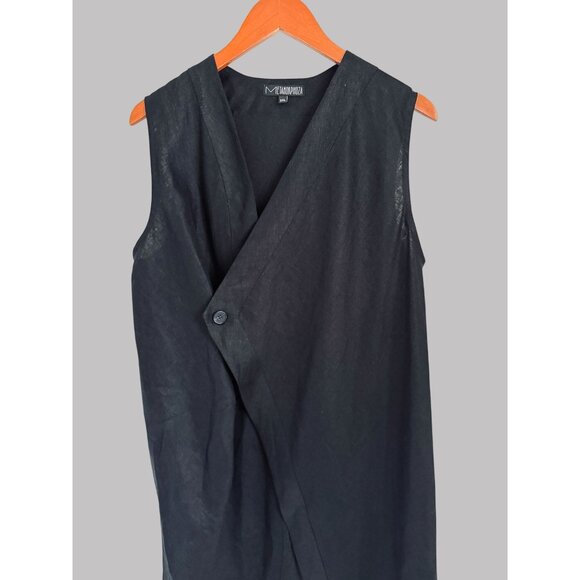 Sleeveless Black Wrap Dress With Button Closure By Metamorphoza 2XL Asymmetrical - Picture 6 of 7